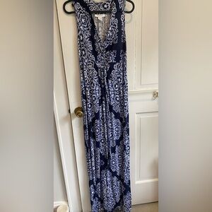 Motherhood Maternity Navy and White Maxi Dress